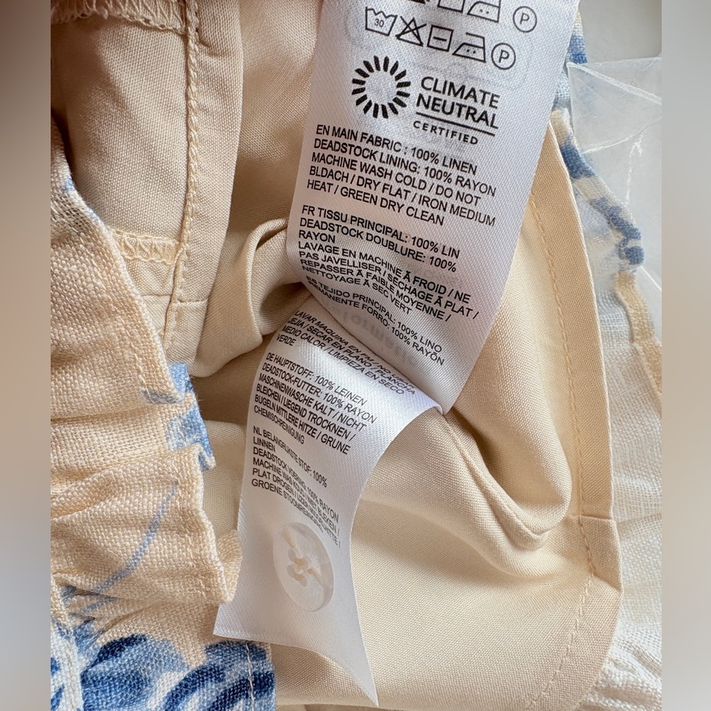 NEW Reformation Anatolia Linen Corset Two Piece Hugo Beige Blue Floral US 2 UK 6 - Picture 10 of 16